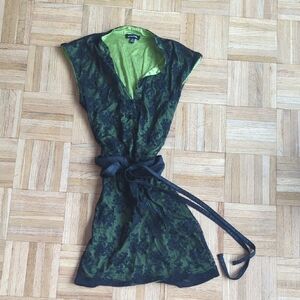 Le Chateau Black and Green Lace Tunic